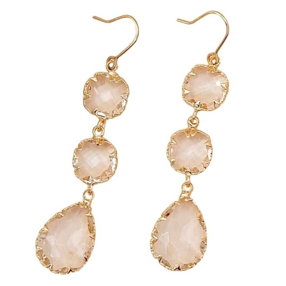 Dangle Water Drop Glass Earrings - Picture 4 of 5